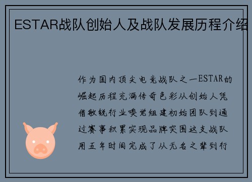 ESTAR战队创始人及战队发展历程介绍